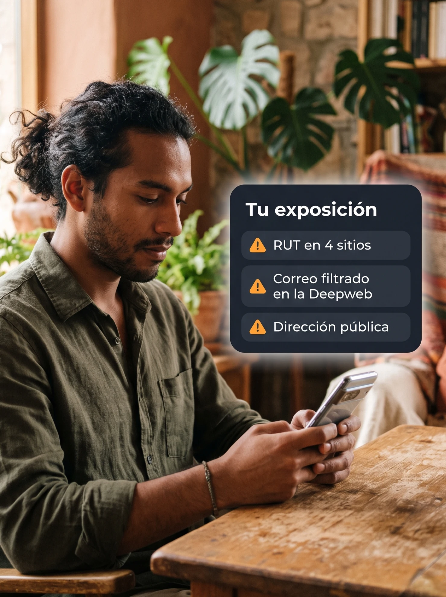 Persona revisando su exposición de datos en el celular